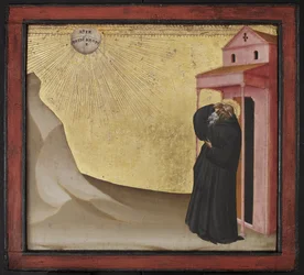 Vision of St. Benedict, slutningen af det 14. århundrede (tempera og bladguld på panel)